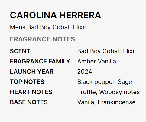 Mini Carolina Herrera Bad Boy Cobalt Elixir 8ml