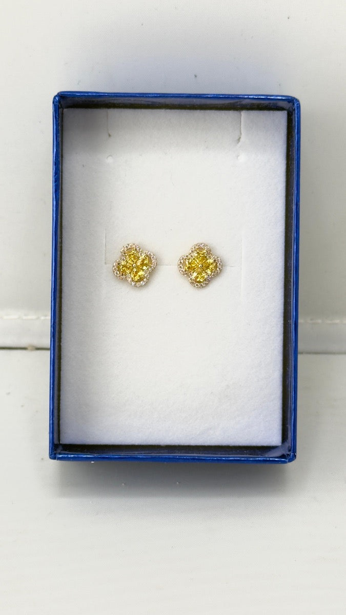 14K gold Banclif earrings yellow - light blue