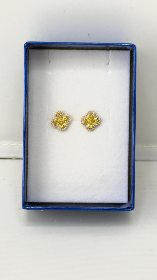 14K gold Banclif earrings yellow - light blue