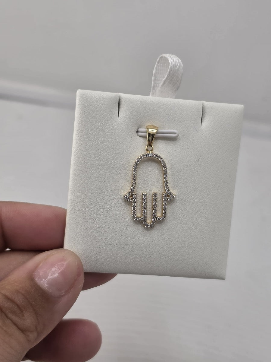 14K gold dije mano de Fátima
