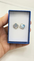 14K gold Banclif earrings yellow - light blue