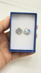 14K gold Banclif earrings yellow - light blue