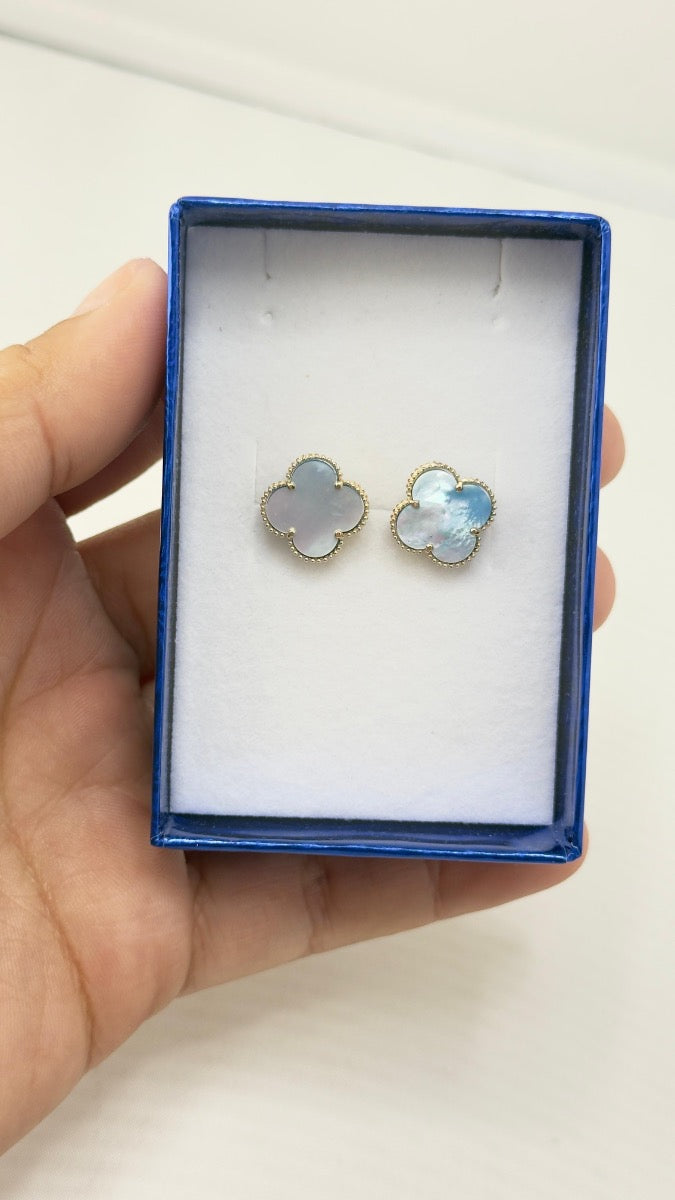 14K gold Banclif earrings yellow - light blue