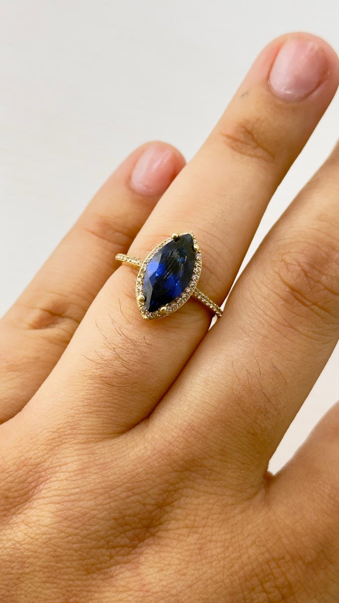 14K ring blue almond y heart