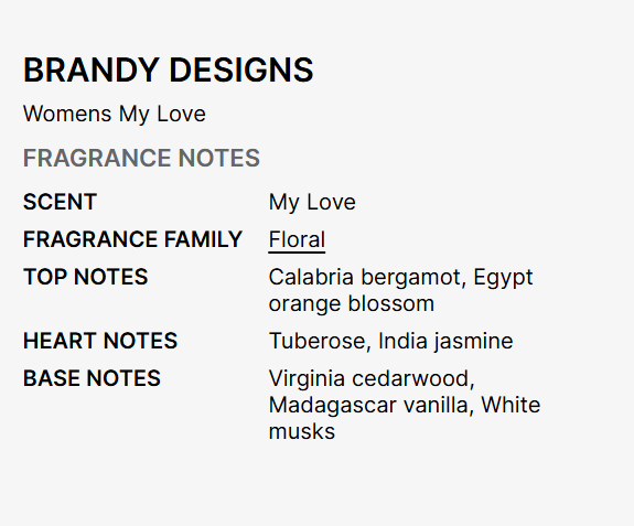 Brandy Designs Ladies My Love EDP Spray 100 ml /  3.4 oz